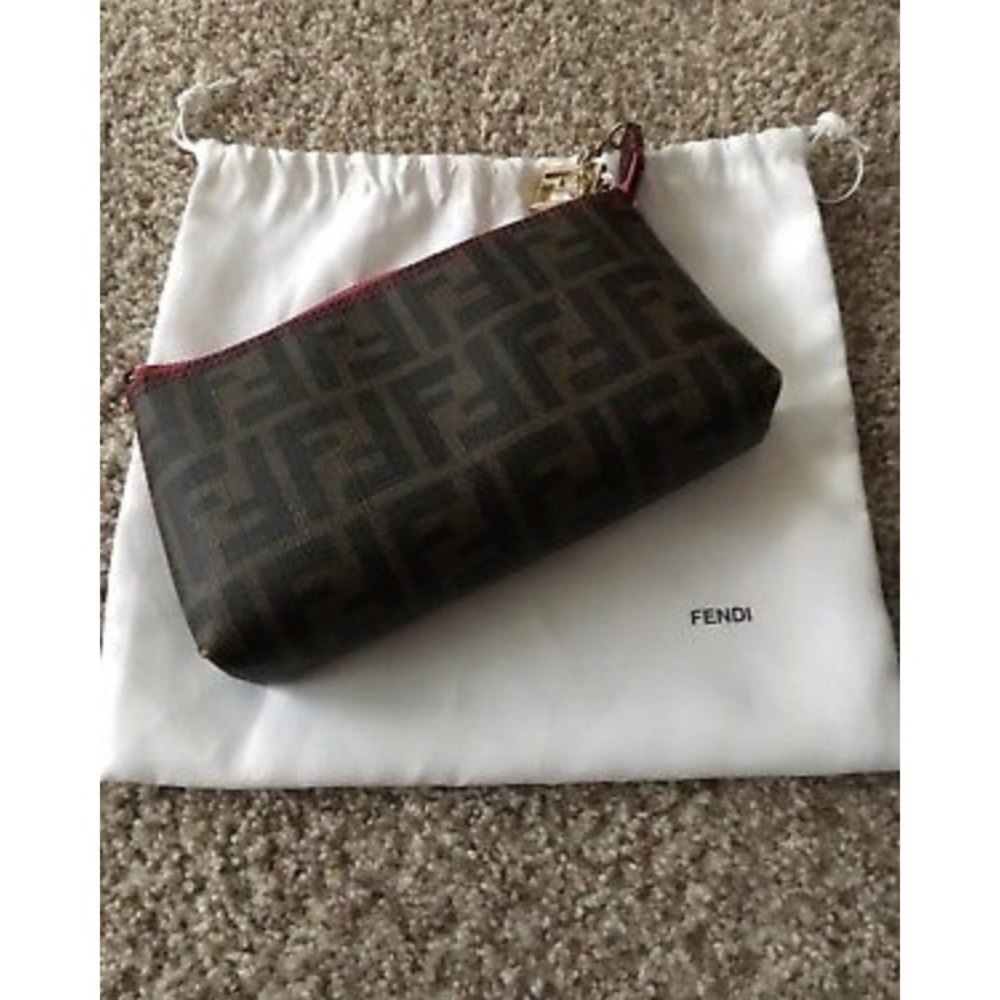 Fendi Zucca Pochette Chain Clutch Bag